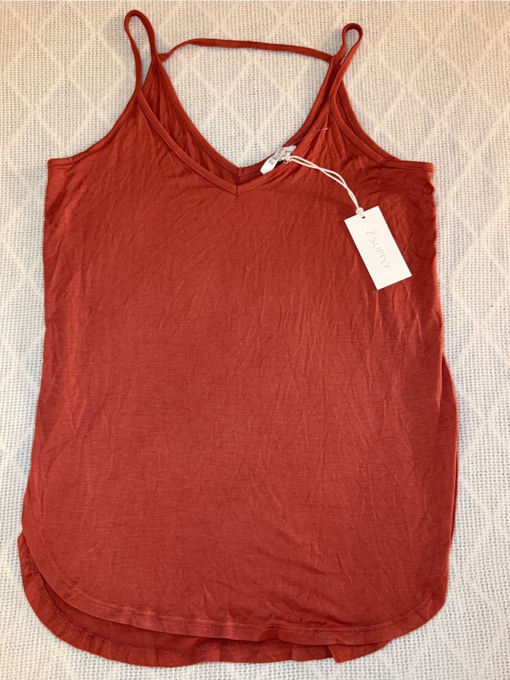 NWT Z Supply Rust Orange Strappy Low V-Back High-Low Tank Top